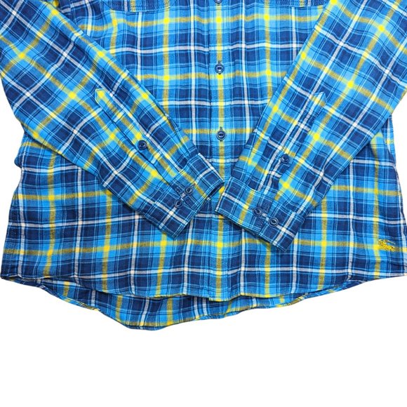 Burberry Black Label Men's 3 (Large) Long Sleeve Blue Plaid Flannel Shirt - Picture 8 of 14